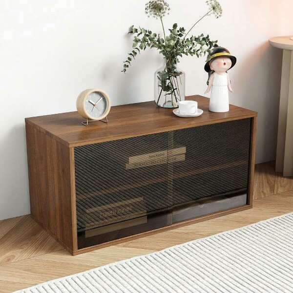 ResenkosDoubleDrawerWoodenStackableStorageDrawers,SmallFoodStorageCabinet,UnderBedDrawersforBedroom,Brown