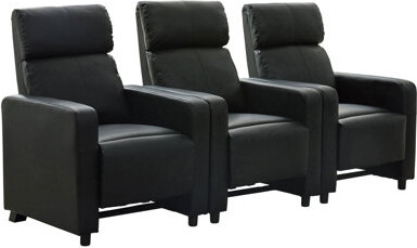 Everly Quinn Warren Black Upholstered 3-Seater Home Theater