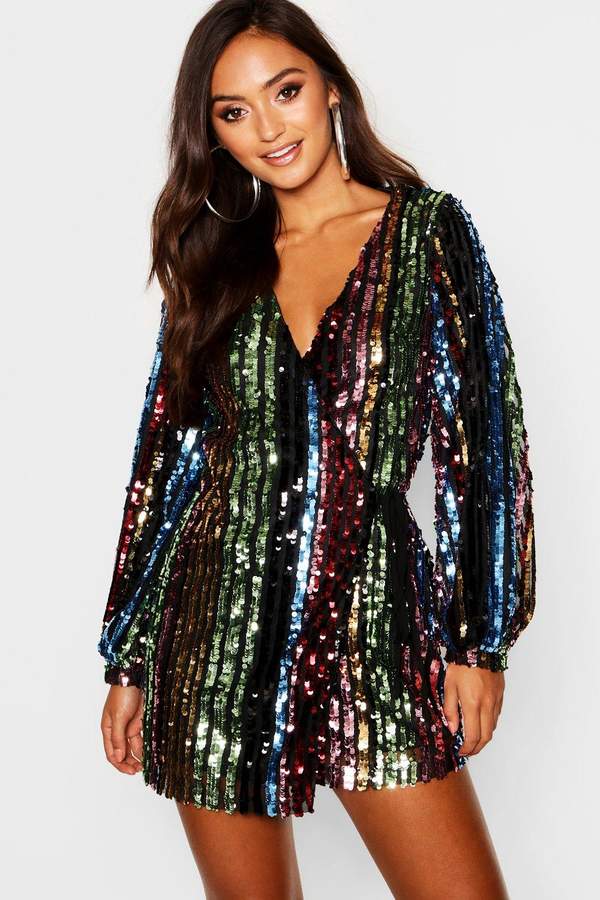 mango rainbow sequin dress