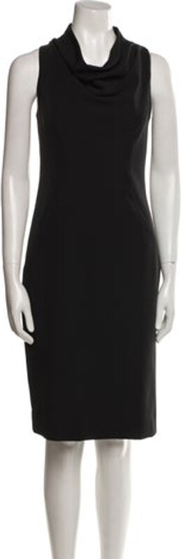 Milly Sheath Dress Black Sleeveless with Cowl Neck Concealed Zip Closure at Side Size not listed, estimated from measurements. Designer