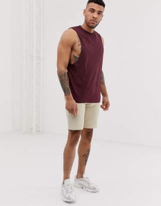 ASOS Design DESIGN organic relaxed fit tank with dropped armhole in burgundy
