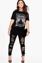 Thumbnail for your product : boohoo Womens Plus Rose Ripped Skinny Jean