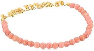 Satya Jewelry Rhodonite Gold Plated Petals Stretch Bracelet