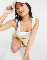 Thumbnail for your product : ASOS Petite ASOS DESIGN Petite crop cami top with square neck and seam detail in white