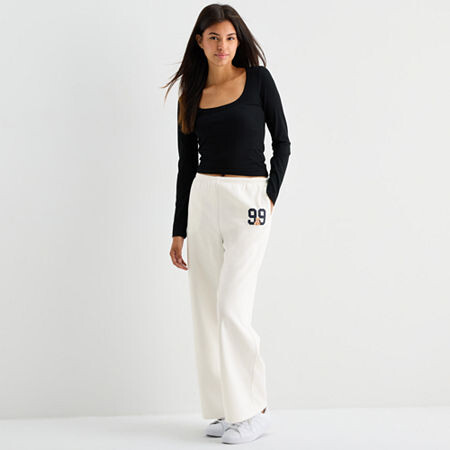 Forever 21 Womens Wide Leg High Rise Juniors Fleece Jogger Pant