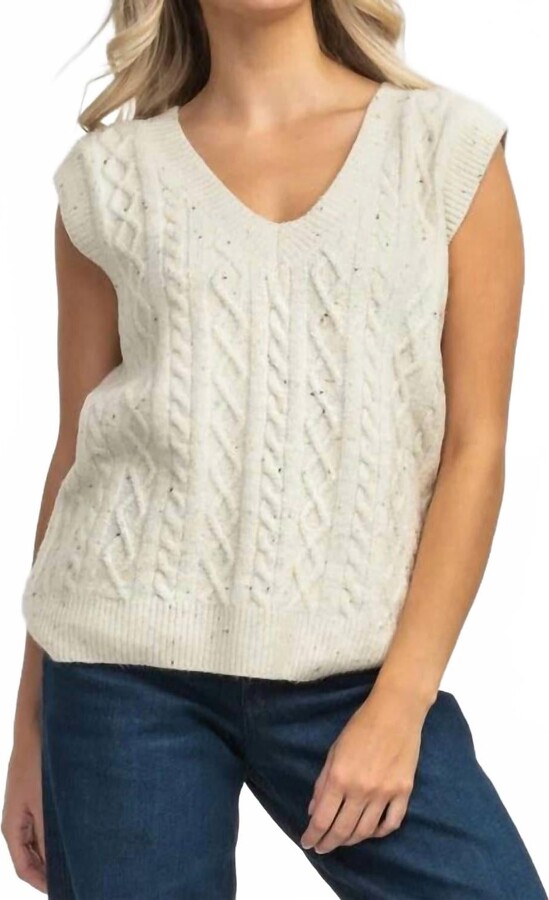 Southern Shirt Company Cable Sweater Vest In Off White