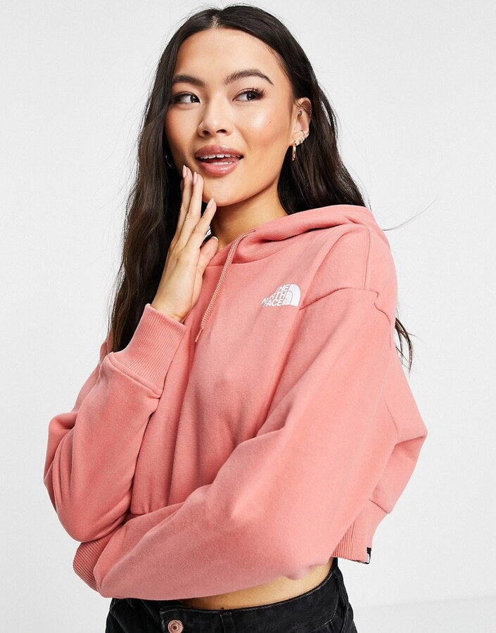 Cropped Pink North Face Jumper Pink North Face Crop Fleece The