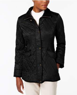 Vince Camuto Velvet-Trim Quilted Coat, Created for Macy's