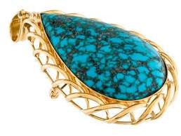 18K Turquoise Brooch Pendant yellow 18K Turquoise Brooch Pendant
