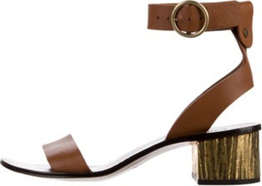 Chloé Leather Sandals Brown Wrap-Around Straps & Buckle Closure at Ankles Includes Dust Bag