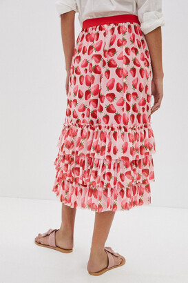 Eva Franco Strawberry Tiered Midi Skirt - ShopStyle
