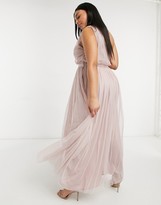 Thumbnail for your product : Anaya Plus Anaya With Love Plus Bridesmaid tulle one shoulder maxi dress in pink