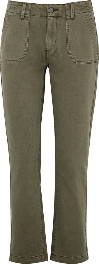 Paige Mayslie Green Straight-leg Tapered Jeans