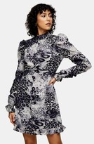 Thumbnail for your product : Topshop Animal Print Long Sleeve Minidress