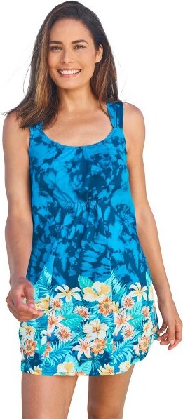 Swim 365 Swim365SmockedSwimDressSet-20,SunnyFloralBorder