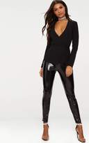 Thumbnail for your product : PrettyLittleThing Black Wrap Around Tie Blazer