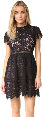 Rebecca Taylor Short Sleeve Lace Mix Dress