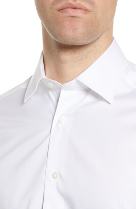 David Donahue Slim Fit Solid Cotton Dress Shirt