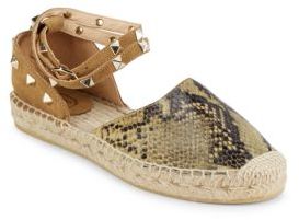 Ash Zania Stud Accented Leather Espadrille Sandals