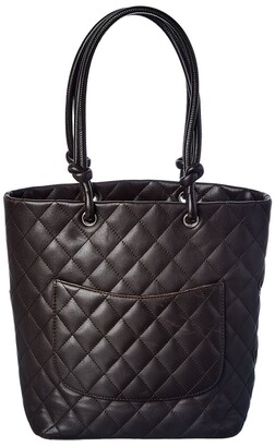 Chanel Dark Brown Quilted Lambskin Leather Small Cambon Ligne Tote ( Authentic Pre- Owned) - ShopStyle Shoulder Bags