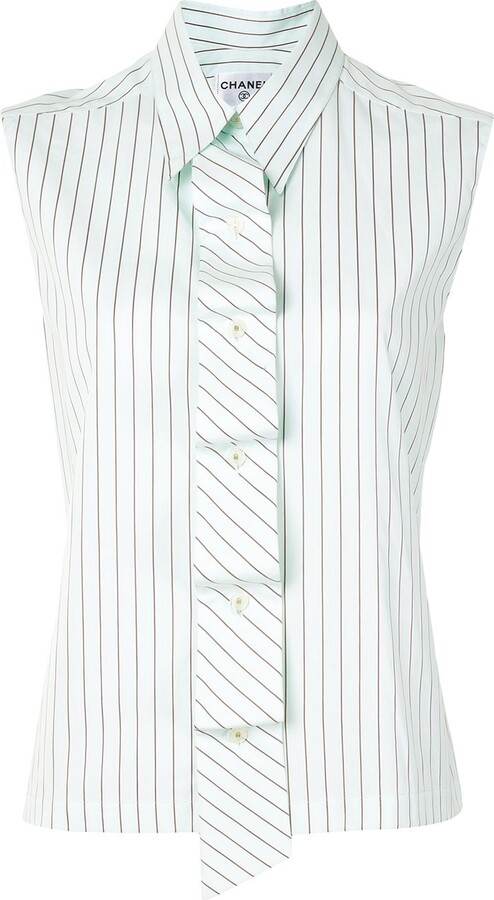 CHANEL Pre-Owned 1990s CC-button Striped Shirt - Farfetch