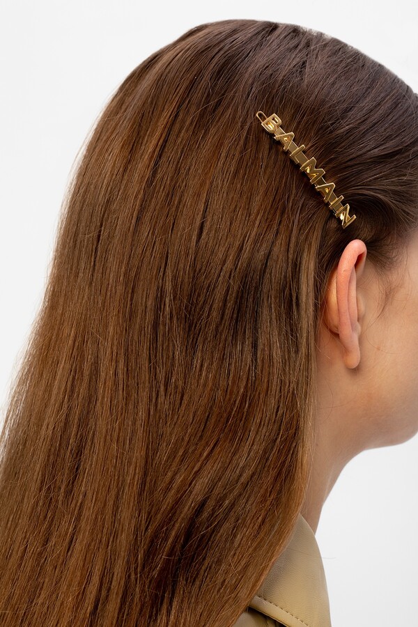 Balmain Hair Clip With Logo Women's Gold - ShopStyle