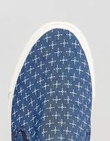 Thumbnail for your product : ASOS Slip On Plimsolls In Blue Chambray With Cross Print