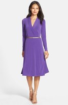 Thumbnail for your product : Donna Ricco Belted Jersey Fit & Flare Dress