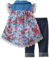 Thumbnail for your product : Little Lass Baby Girl Floral Lace-Trim Shirt & Jeggings Set