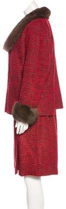 Giuliana Teso Sable Fur-Trimmed Tweed Skirt Suit