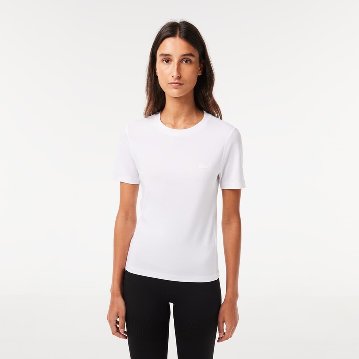 Lacoste Women\'s Crew Neck Cotton Blend T-Shirt - ShopStyle