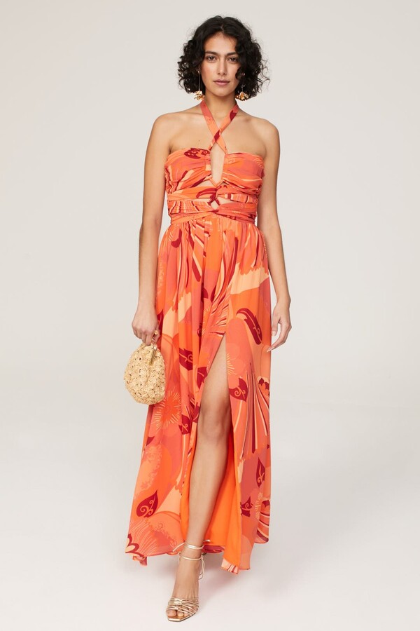 Ronny Kobo x RTR Orange Floral Dress Orange-print