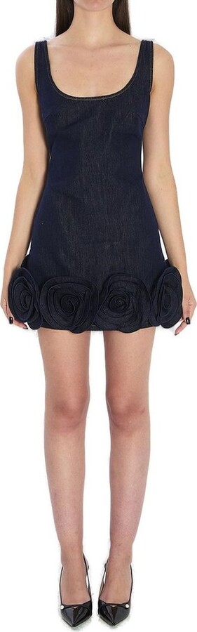 Self-Portrait Denim 3D Flower Mini Dress