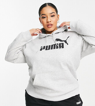 Puma plus essentials logo hoodie in light grey