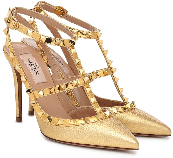 valentino gold rockstud heels