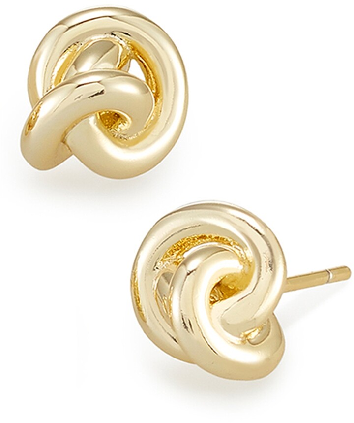 Gems and Jewels Love Knot Earrings Push Back Alloy 0.45 Ct Round Cut Yellow Citrine 14k Black Gold Plated Swirl Small Studs for Women Mothers Day