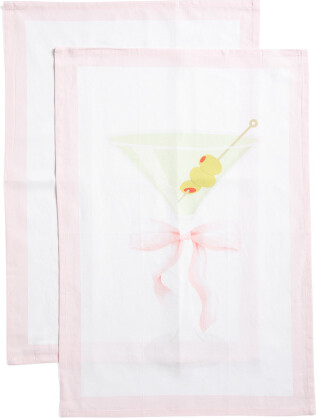 2pk Martini Bow Tea Towels | Cotton
