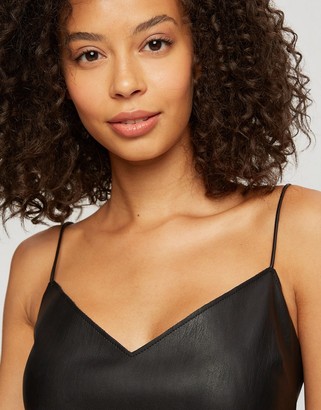 Miss Selfridge faux leather camisole in black