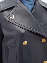 Thumbnail for your product : Valentino V-gold Leather Peacoat - Navy