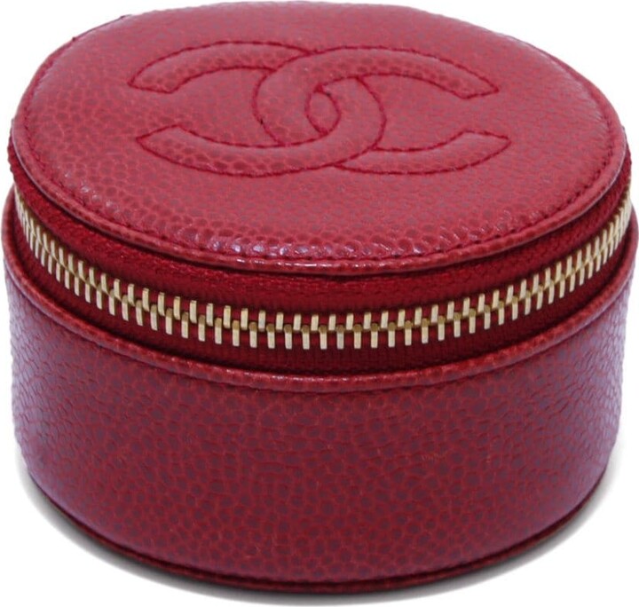 Chanel Pre-owned 1994-1996 Stitched CC Jewellery Case - Red