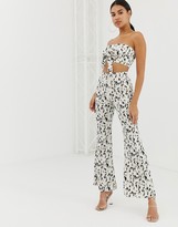 Thumbnail for your product : 4th & Reckless printed wrap top with tie sash in white