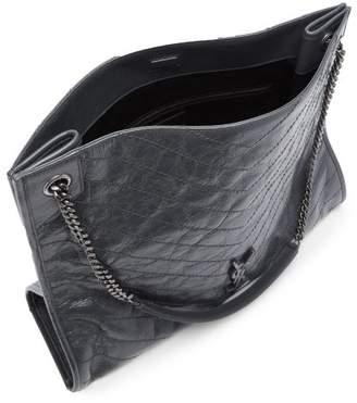Saint Laurent Niki Large Quilted Leather Tote Bag - Womens - Dark Grey