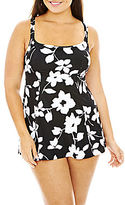 Thumbnail for your product : Robby Len by Longitude Floral Print Princess Seam 1-Piece Swimdress - Plus