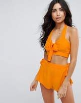 Thumbnail for your product : ASOS Design DESIGN Knot Front Crop Top Beach Co-Ord