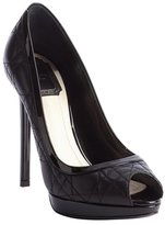 Thumbnail for your product : Christian Dior black cannage leather peep toe pumps