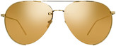 Thumbnail for your product : Linda Farrow Semi-Rimless Mirrored Aviator Sunglasses, Gold