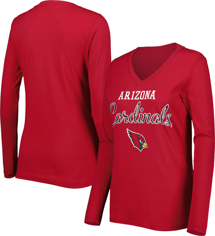 Women's G-III 4Her by Carl Banks Cardinal Arizona Cardinals Post Season Long Sleeve V-Neck T-Shirt