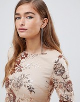 Thumbnail for your product : TFNC Petite floral sequin mini bodycon dress in rose gold