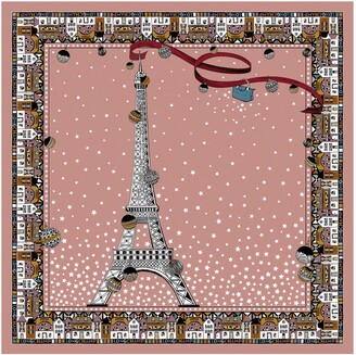 Longchamp Tour Eiffel Logo Silk Scarf
