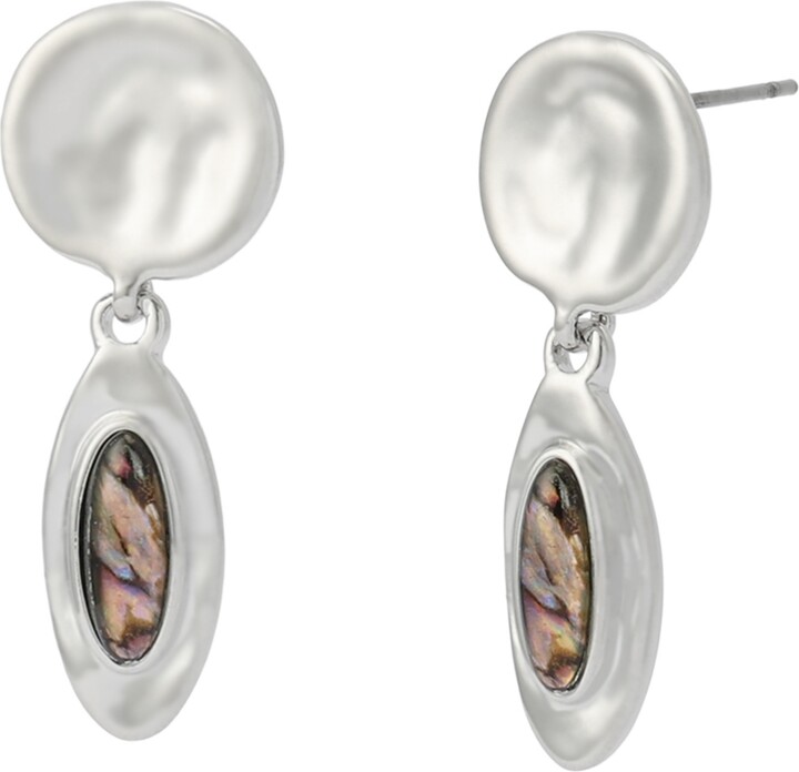 Robert Lee Morris Soho Abalone Textured Drop Earrings - Abalone/Silver